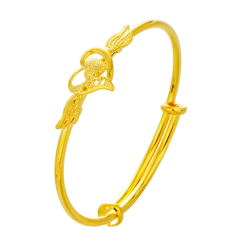 Vietnam alas de Ángel de oro Push-Pull pulsera de Latón chapado en oro real de 24K pulsera de amor de Ángel pulsera de oro de imitación femenina