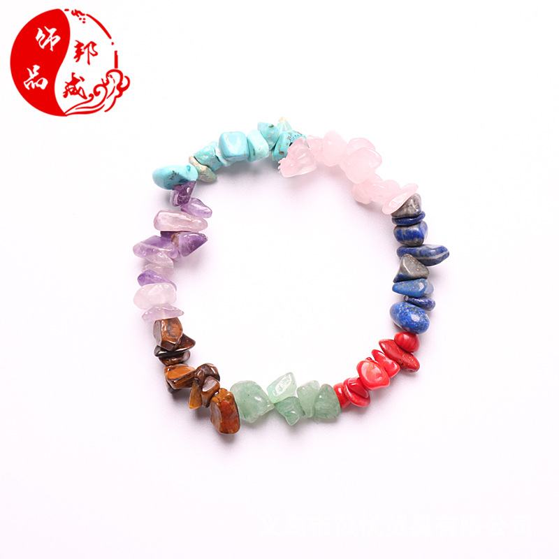 Factory direct selling natural crystal crushed stone elastic bracelet colorful crushed stone bracelet hot sale