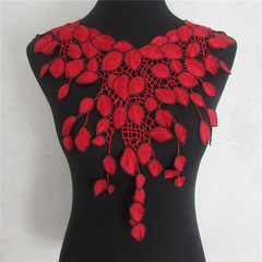 Red Embroidered Lace Trims with Hollow Design, Water-Soluble Fabric Lace Flower Border, Manufacturer Direct Sale for Clothing Accessories
