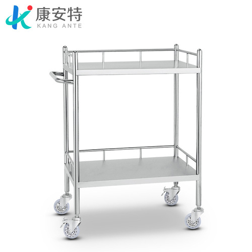 Stainless steel medication trolley, thickened trolley, surgical mobile storage rack, clinic instrument cart, nursing emergency cart