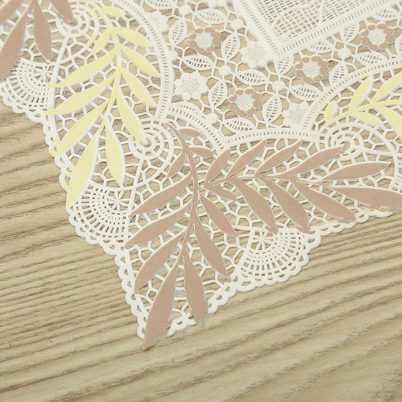 Wholesale of new PVC creative printed placemats, hotel and restaurant anti-slip Western placemats, heat-insulating plate MATS, white base rice base table MATS and bowl MATS detail image 16