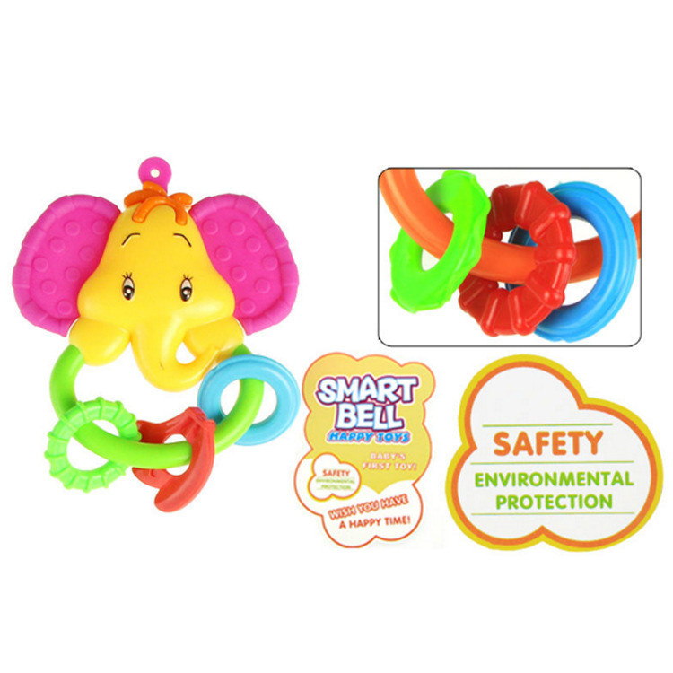 嬰幼兒早教搖鈴寶寶牙膠手搖鈴 早教嬰兒0-3歲玩具外貿(mào)