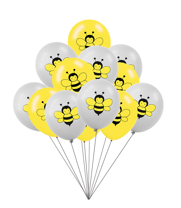 新款 12寸卡通蜜蜂乳胶气球 宝宝生日主题派对装饰昆虫系列气球|ms