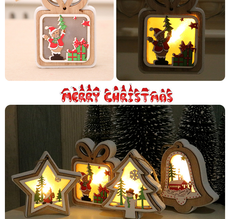 New Christmas Decorations Christmas Lights With Lights Wooden Pendants Christmas Tree Pendant Christmas Gifts display picture 6