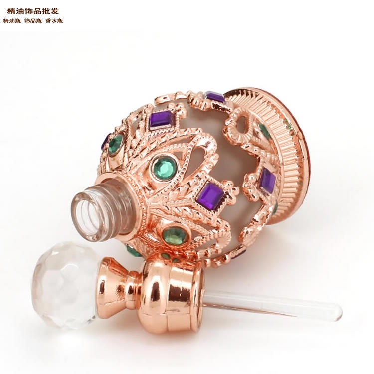 中国精油饰品网15ml球形玫瑰金色满石真我精油瓶摆件2.jp