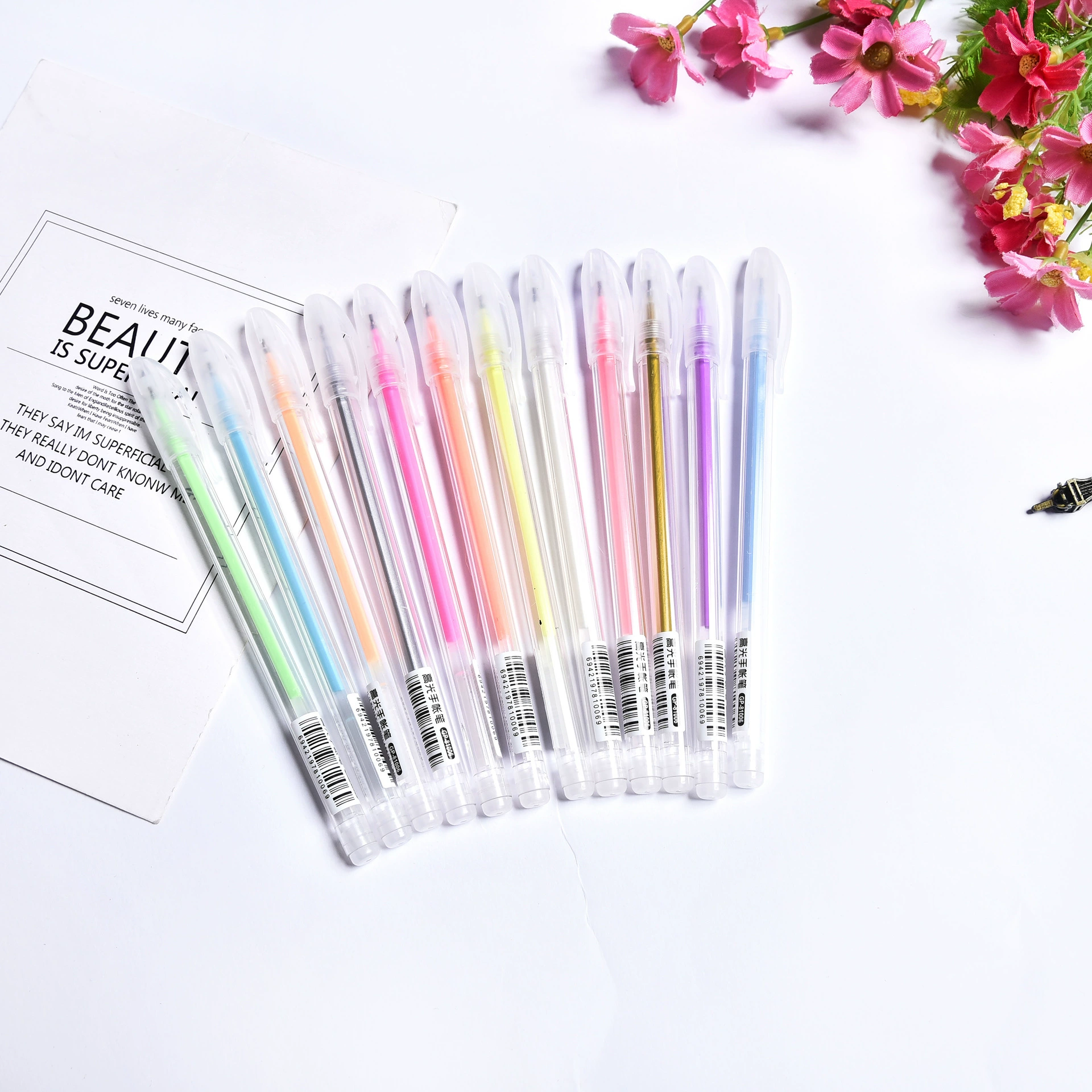 Роллер-колон Highlighter ручка, ручная работа, белый-серебристый, 0.6 мм, детские мультицветные варианты