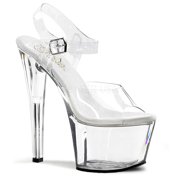 Zapatos de tacón de aguja de cristal de 17cm zapatos de mujer 2020 verano transparente noche sandalias de plataforma de tacón alto