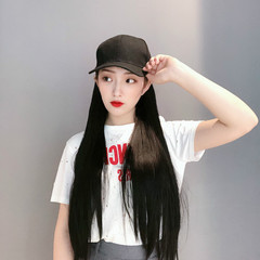 The same style of Kuaishou hat and wig integrated female Internet celebrity black long straight hair chemical fiber headgear manufacturer wholesale agent