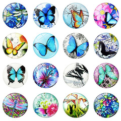 Creative Butterfly Dragonfly Fresh Flowers Refrigerator Magnetic Crystal Glass Refrigerator Decorations Cross-border New Product Accessory 30mm