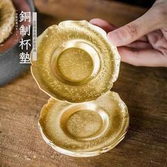 Copper Hammered-Texture Coasters, Handcrafted Tea Cup Holders, Heat-Resistant Mats—Japanese-Style Alloy Home Use for Tea Ceremony & Gongfu Tea Sets Accessories