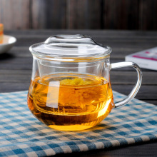 耐热玻璃花茶杯带过滤创意礼品菊花泡茶杯带把手办公杯玻璃茶具