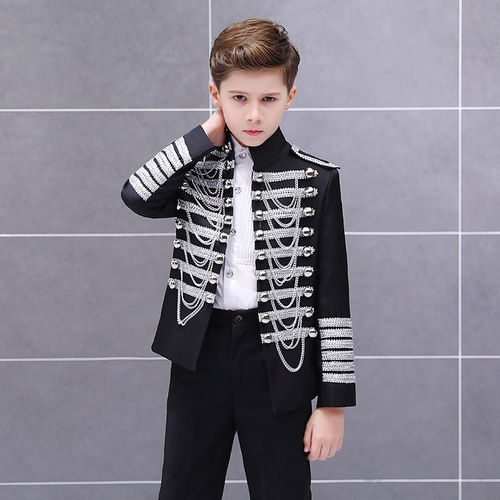 Boys European style tassel military dress stage performance clothes palace wear prince children's day Christmas performance top