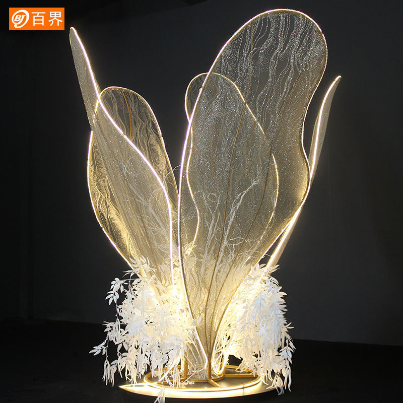 新款婚庆道具铁艺化蝶背景婚礼场景大花朵批发橱窗舞台蝴蝶摆件工