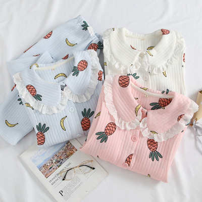 2019新款月子服秋冬孕婦空氣層純棉睡衣家居服開哺乳喂奶衣套裝