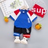 2020 children summer new pattern Cross border baby Short sleeved suit Pants Korean Edition Color matching Two piece set Children's clothing On behalf of