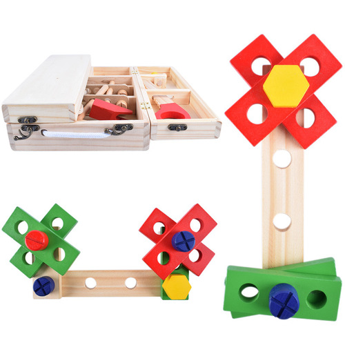 Handheld Wooden Children's Simulated Repair Tool Box Educational Parent-Child Role-Playing Maintenance Assembly Combination Toy Set