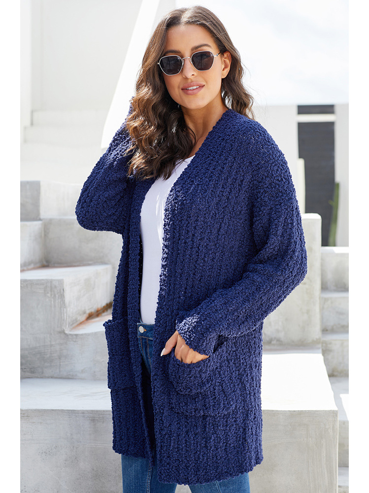 Long-Sleeved Knitted Sweater Cardigan Coat NSQSY87152