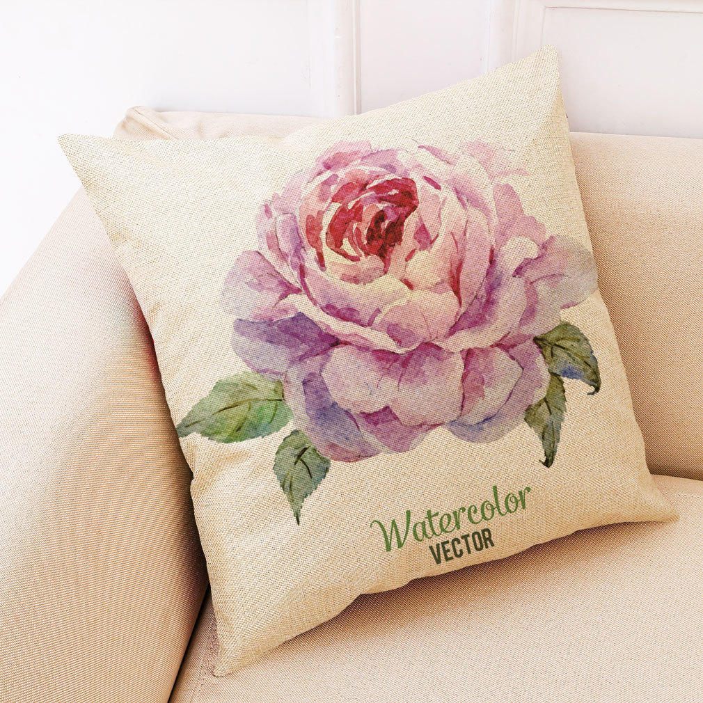 现代简约 清新家居风 花草印花棉麻抱枕套 创意生活家居沙发靠垫