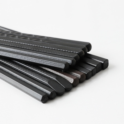 Hotel Restaurant Black Disinfection Korean Japanese Pointed Head Thread Alloy Chopsticks High-end Anti-slip Commercial Can Be Printed Logo 