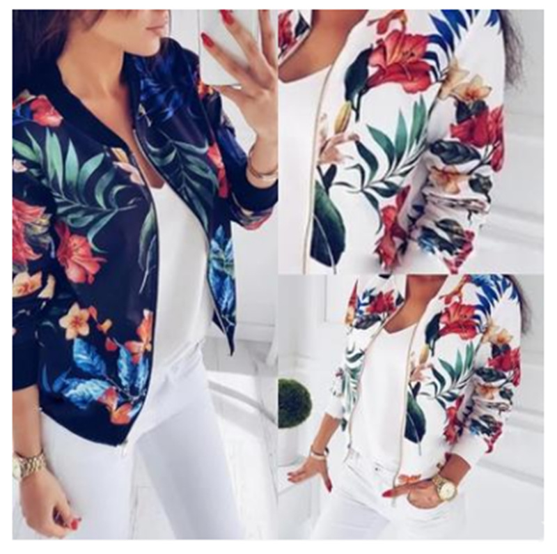 Spring and Autumn Printed Long-Sleeved Short Coat