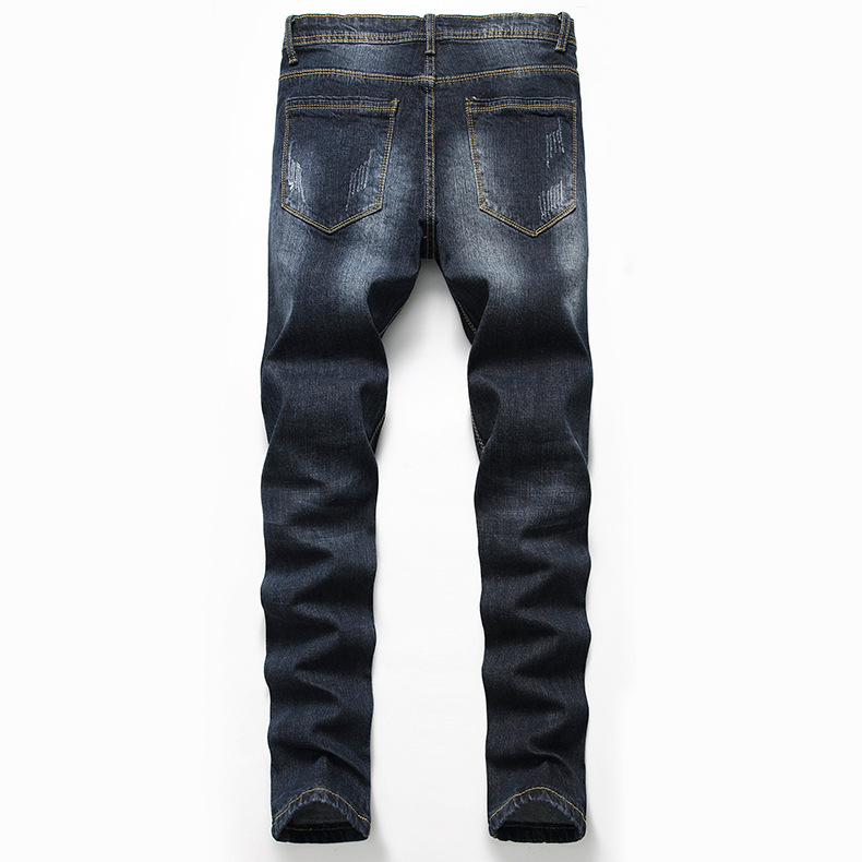 Jeans uomo distressed a gamba dritta stile casual_voghion.com