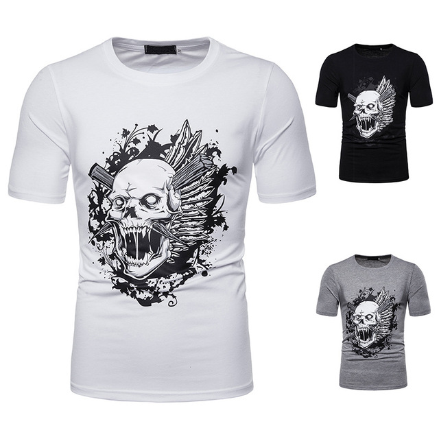 Short-sleeved T-shirt Chest Fashion Speed Racing Skull Printing    