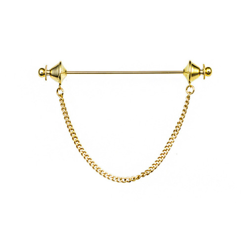 Zhu Yilong's same style simple men's one-word pin brooch shirt collar pin chain collar button tassel BROOCH