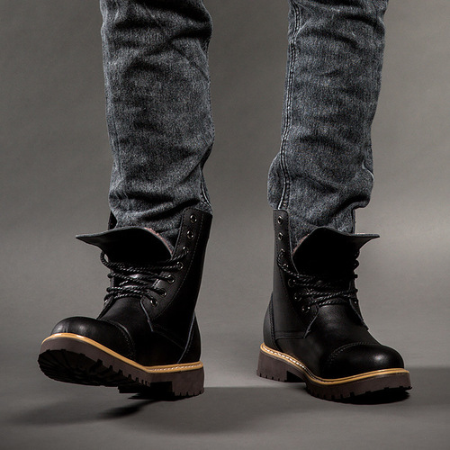 Cross-border new autumn/winter men's shoes: high-top, stylish leather Martin boots, men's leather footwear, outdoor casual wear, British-style shoes