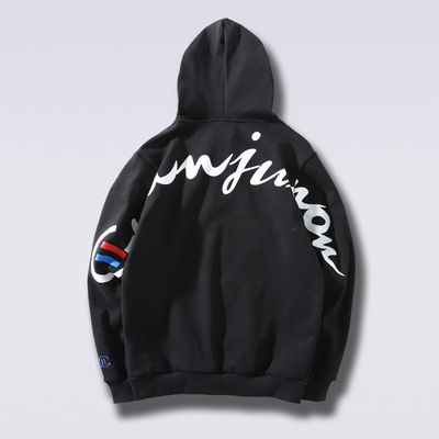 ins Original Chaopai Hooded thickening Plush Sweater coat printing Embroidery men and women Couples dress BF The winter wind