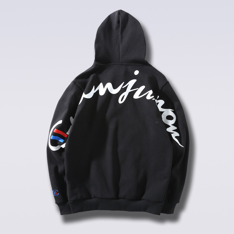 ins Original Chaopai Hooded thickening Plush Sweater coat printing Embroidery men and women Couples dress BF The winter wind