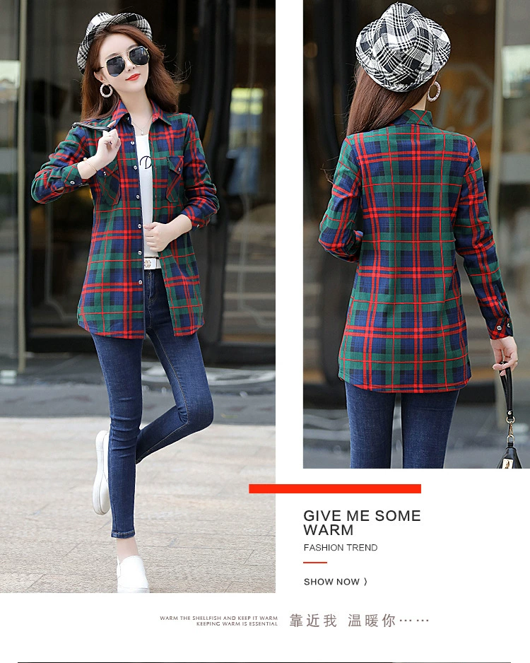 New Women Velvet Thick Warm Long Plaid Shirts Female Long Sleeve Tops M-3XL Size Female Winter Blouses Blusas Femininas Chemise long sleeve tops