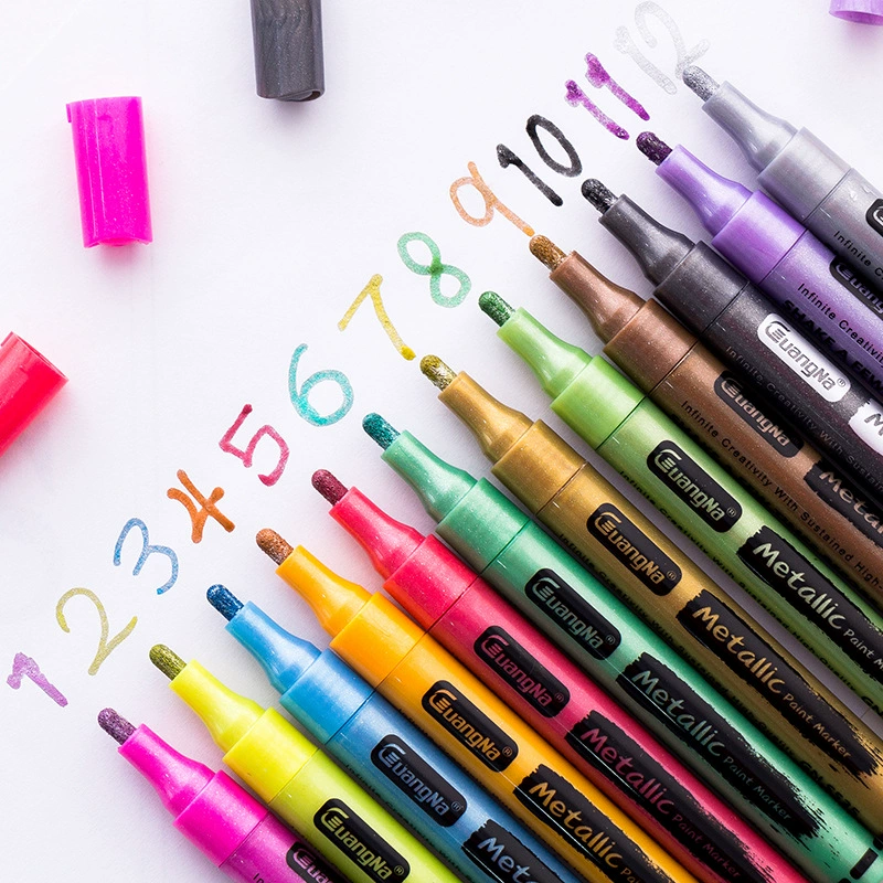 Guangna S535-12 цветная металлическая вспышка-ручка маркер на водной основе художественная роспись материал граффити ручка ручная цветная ручка для счета