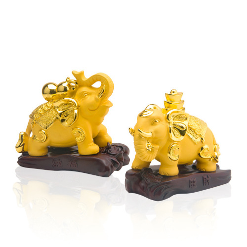 Home Living Room Chinese Feng Shui Crafts Creative Ornaments Prosperous Wealth and Good Luck Elephant Resin Car Ornaments