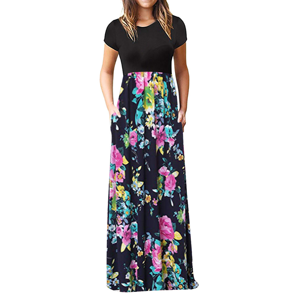 210g Weight Midi Dress Dress Length Type Short Sleeve Sleeve Length Regular Dress Dresses Type Regular Sleeve Sleeve Type Cotton Fabric Type Mid Waist Waist Line Daily Occasion Round Neck Neckline Regular Fit Fit Type Flower Pattern Summer Season Women'S Gender Printing Design Simple Style Style Wholesale Women'S Simple Style Printing Flower Daily Round Neck Short Sleeve Regular Dress
