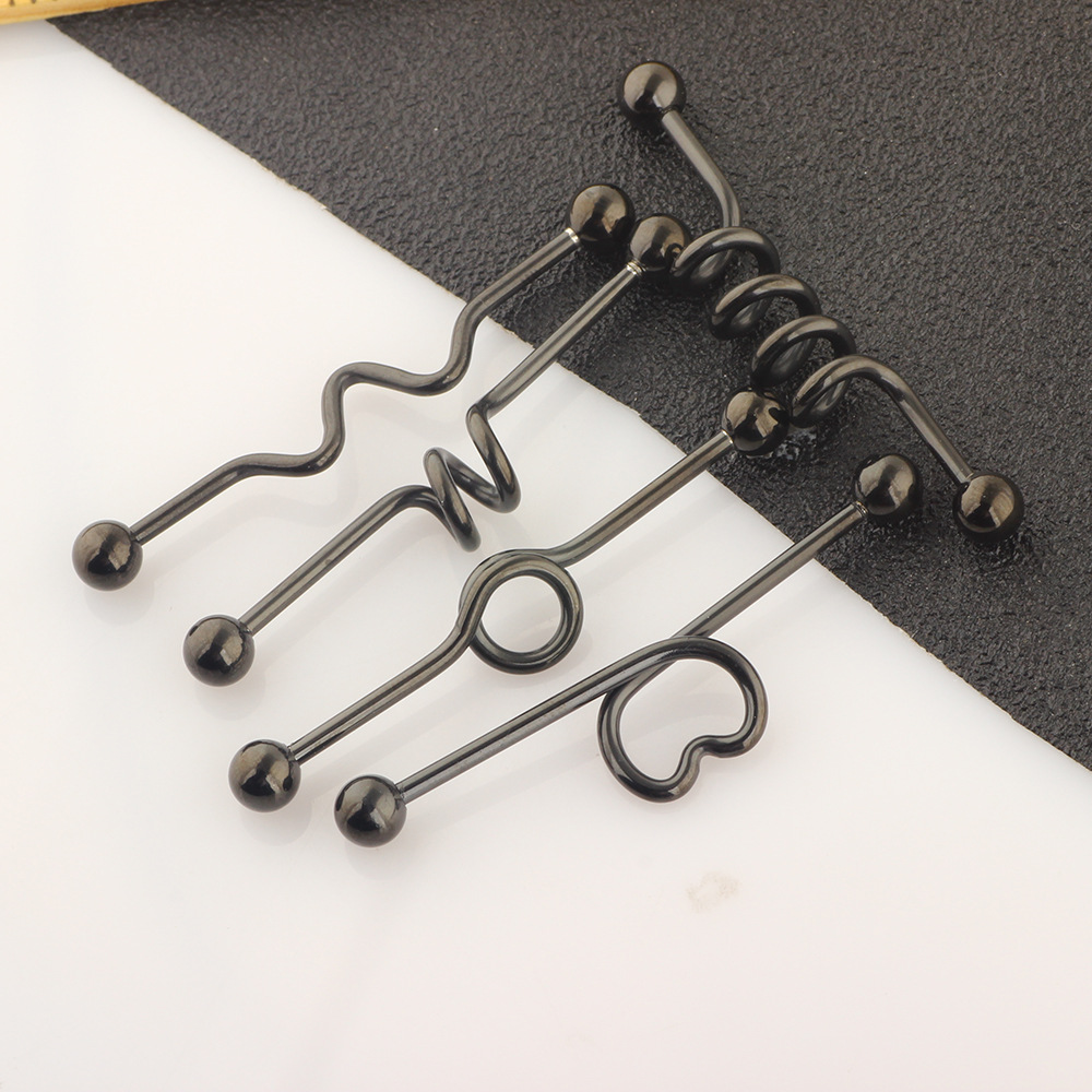 5-Piece Industrial Earring Set Long Rod Piercing Earrings Stainless Steel Ear Cartilage Jewelry Set detail image 27