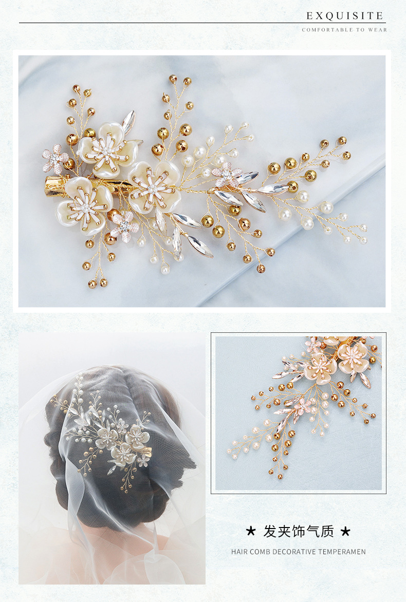 Miallo Creative Style Européen Et Américain De Mariage Coiffe Main Perle Barrettes Photographie Accessoires Cheveux De Mariage De Mariée Accessoires display picture 4