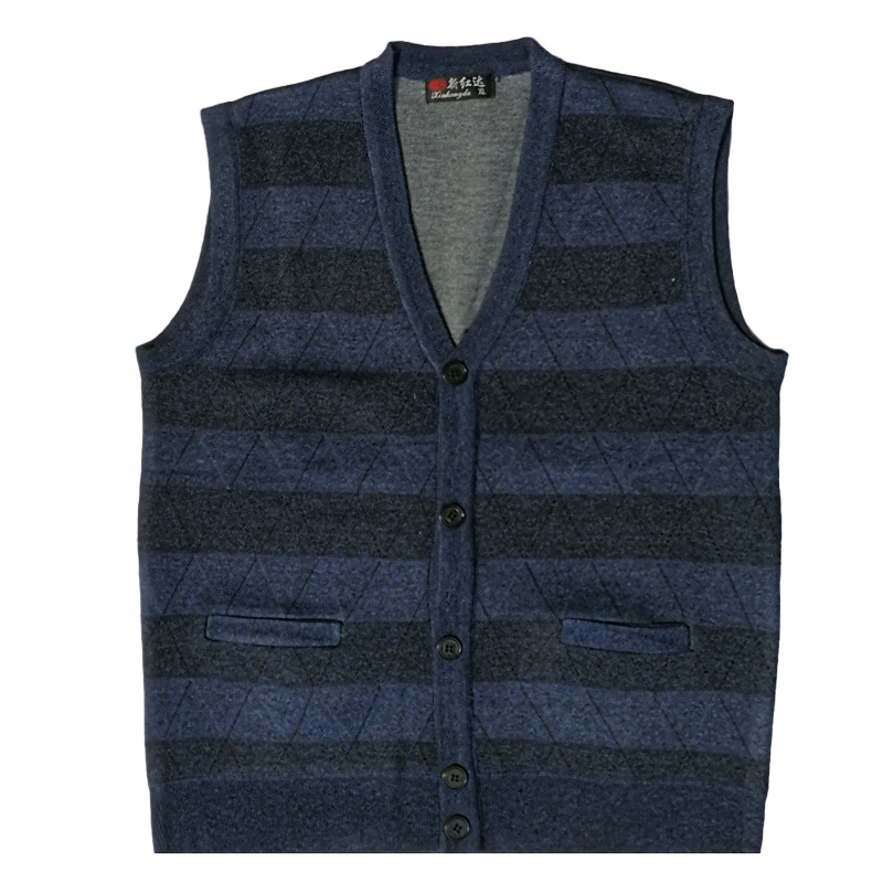 (2개) 노인 플러스 사이즈 니트 카디건 와이드 양복 조끼를위한 봄 스웨터 중년 남성 느슨한 조끼 세대