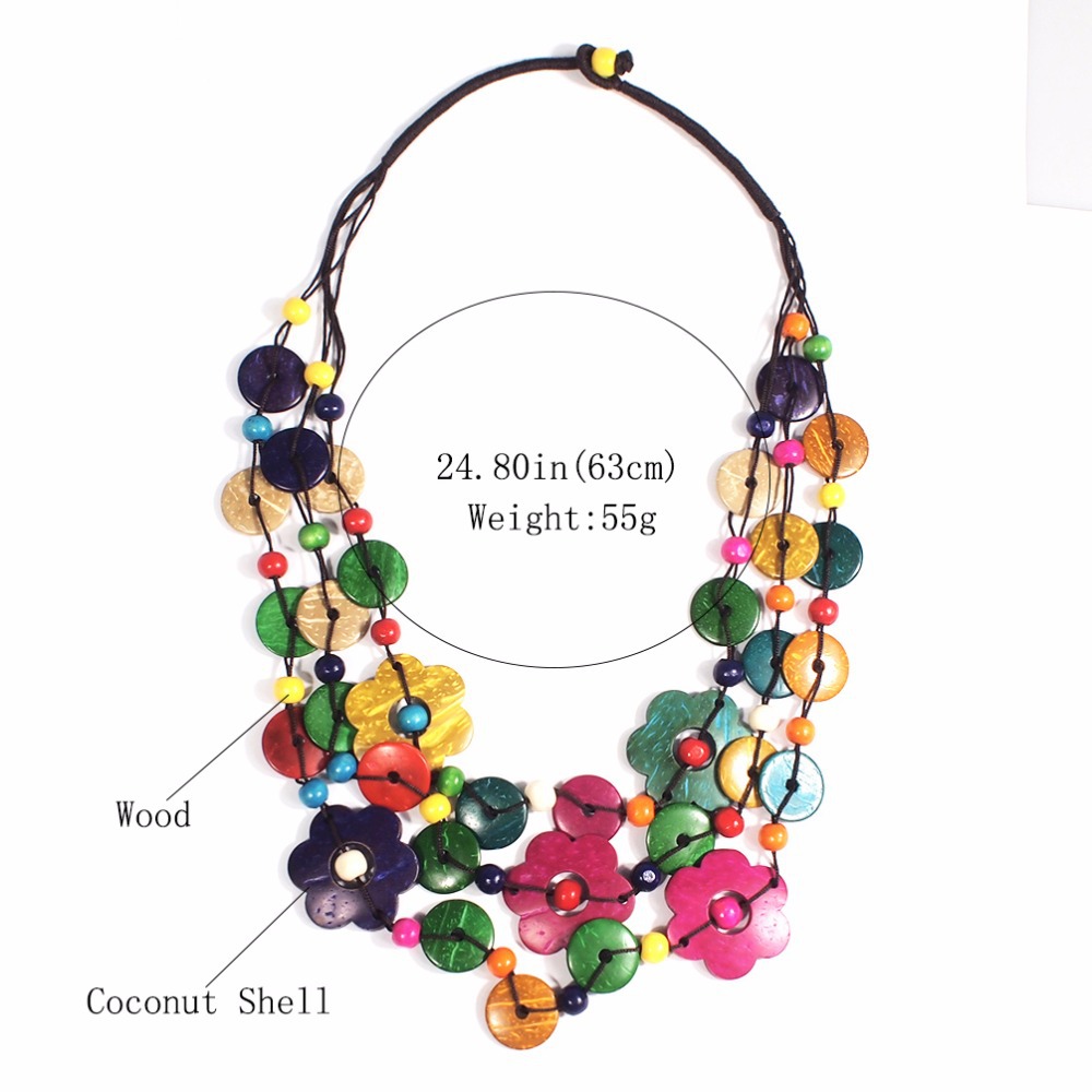 Elegant Ethnic Style Bohemian Flower Coconut Shell Wholesale Necklace display picture 3