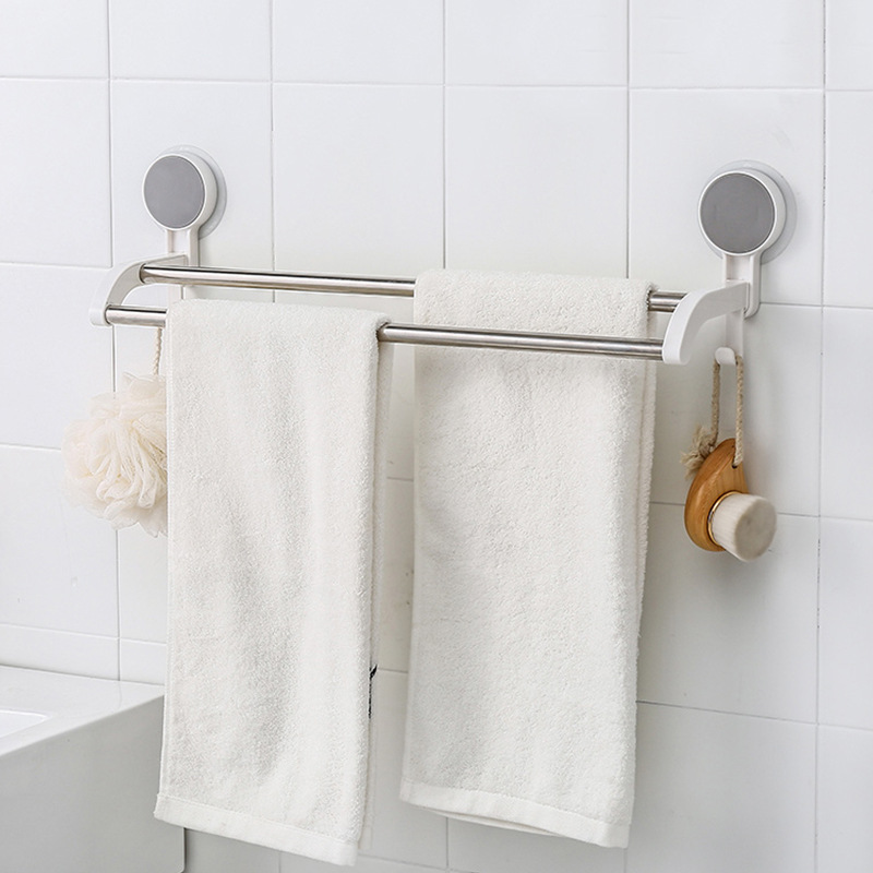 Fábrica en stock baño toalla de baño toalla rack multi-funcional gancho de almacenamiento cocina simple y doble barra sin costura barra de toalla image 3