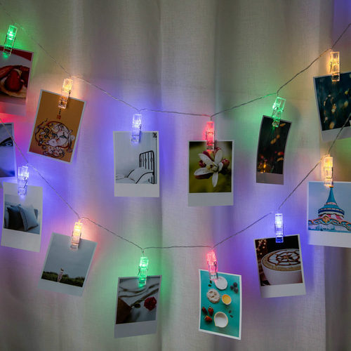 LED夹子灯串led彩灯电池盒派对背景墙装饰求婚布置室内挂灯批发
