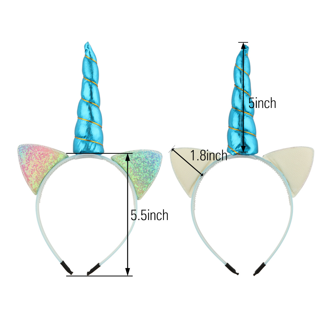 Cartoon Style Unicorn Cat Ears Plastic Sequins Hair Band display picture 1