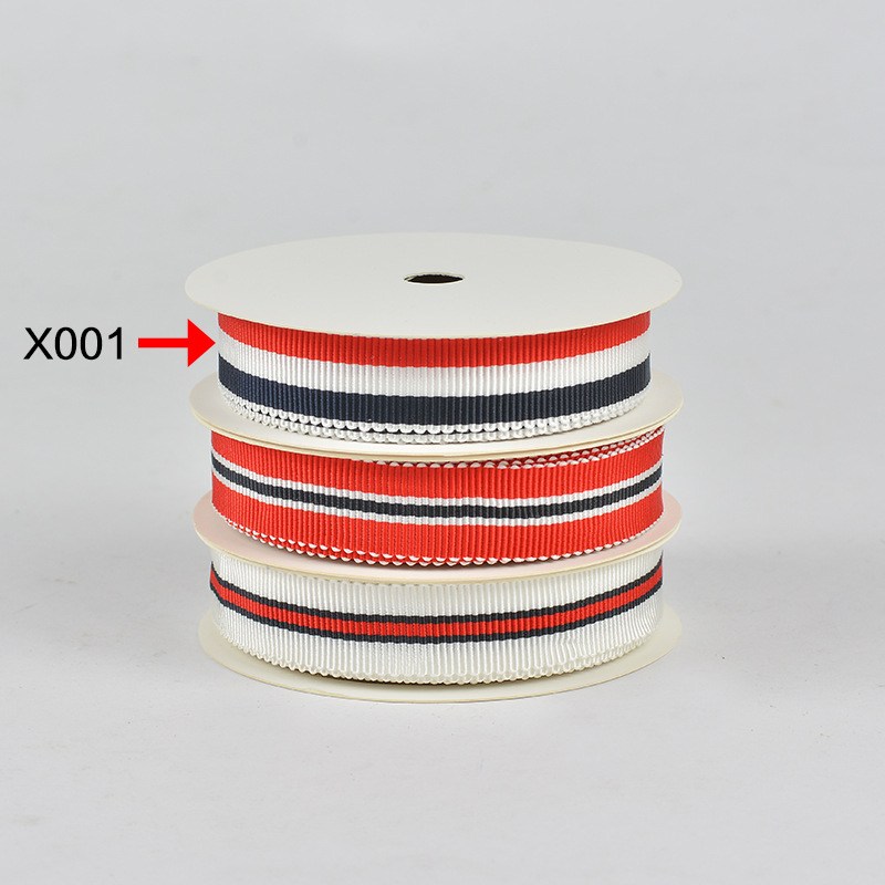 Tres colores a rayas poliéster sombrero cinturón ropa bolsa accesorios envoltura cinturón caja de regalo embalaje dentado cinta hilado teñido sombrero cinturón