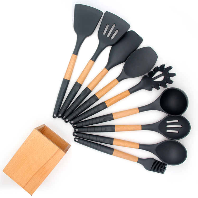 Wooden handle kitchenware silicone kitch...