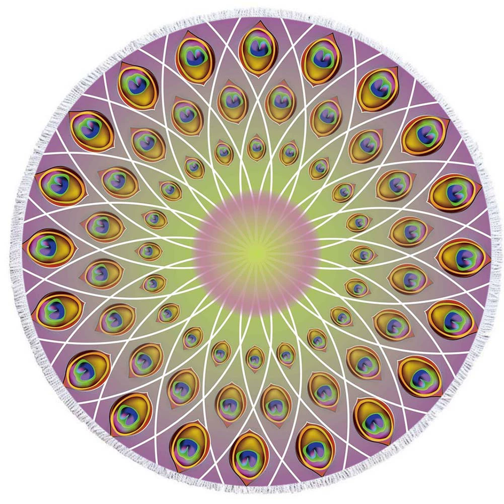 2 день мода волосы Мандала круглый печатных пляжное полотенце из микрофибры пляж Подушка 150 кисточкой края