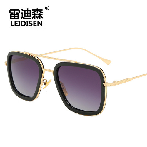 Iron Man polarized sunglasses Downey same style glasses Avengers Spider-Man European and American square frame sunglasses 2836