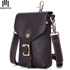 man Foreign trade genuine leather One shoulder Inclined shoulder bag Kinetic energy mobile phone coin purse Top layer leather Retro leisure time Waist pack