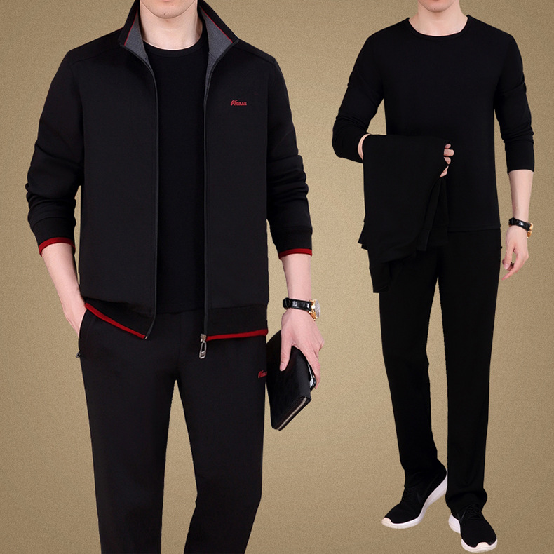 2023 middle-aged and elderly sports suit men's spring and autumn sportswear men's three-piece suit dad casual sportswear suit