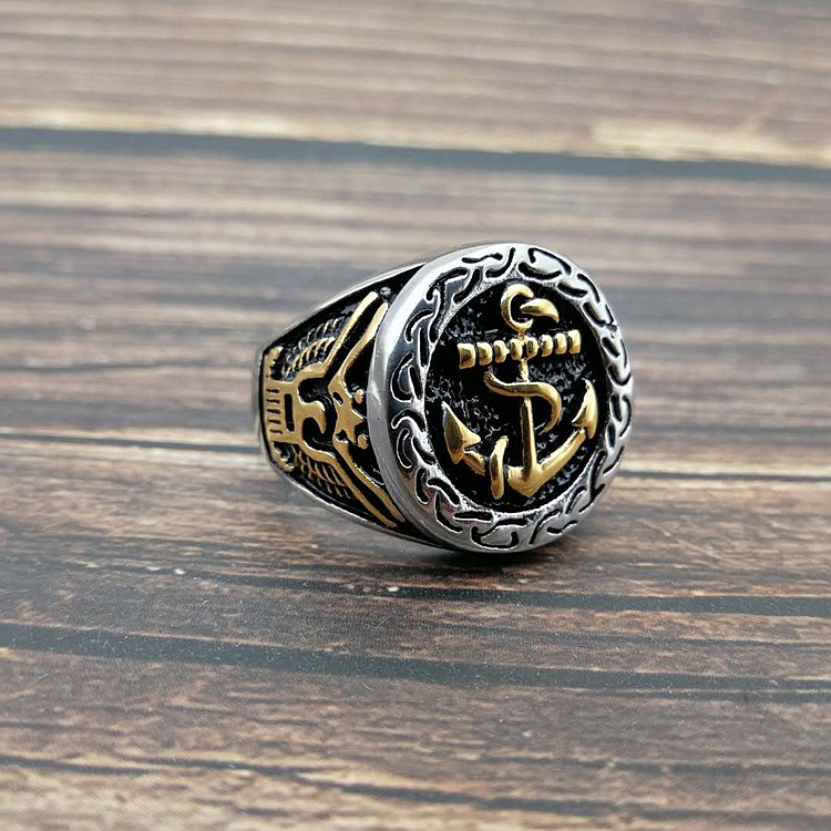 Men's Gender Retro Color Block Titanium Steel Men's Rings