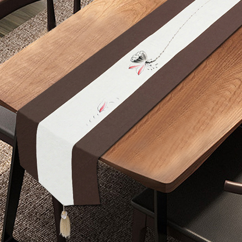 厂销新中式桌旗茶席麻布禅意布艺茶桌布茶几茶旗风简约棉麻餐