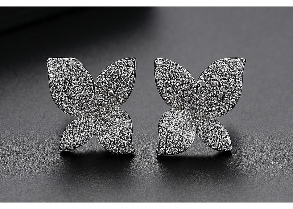 Fashion Studs Fashion Korean New Floral Lady Copper Inlaid Zirconium Earrings Wholesale display picture 2